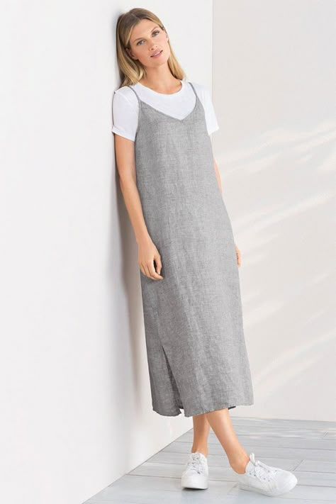 Layered ’90s Slip Dresses and Pinafores: Yay or Nay 90 Slip Dress, Dress Over Tshirt 90s, Slip On Dress Outfit, 90's Slip Dress, Casual A-line Slip Dress, Pinafore Dress Outfit Summer, Vibtage Slip Dress, 90s Slip Dress, Autumn Fashion Women Fall Outfits