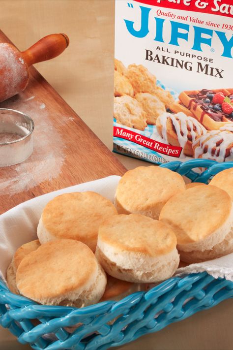 "JIFFY" Mix - Rolled or Drop Biscuits Jiffy Mix Biscuits, Jiffy All Purpose Baking Mix Recipes, Jiffy Biscuit Mix Recipes, Homemade Jiffy Baking Mix Recipe, Jiffy Baking Mix Recipes, All Purpose Baking Mix Recipes, Baking Mix Biscuits, Cake Mix Cookies Recipes, 7 Up Biscuits Recipe