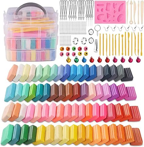 Amazon.ca : coloured air dry clay Art Sets For Kids, Oven Bake Clay, Polymer Clay Ring, Clay Set, Polymer Clay Mold, Baking Clay, Creative Accessories, Tanah Liat, Diy Gifts For Kids