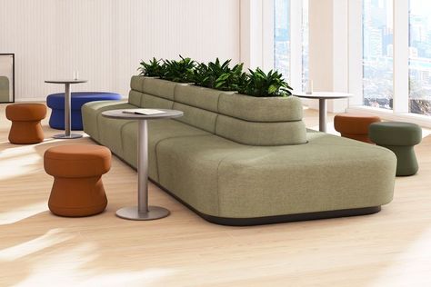 Las Filas Banquette Series by Martin Brattrud Yoga In Office Space, Seating With Planters Interior, Banquette Seating With Planter, Luxury Kids Bedroom Boy, Back To Back Seating, Planter Seating, Lobby Seating Area, Banquette Design, Bedroom Boy