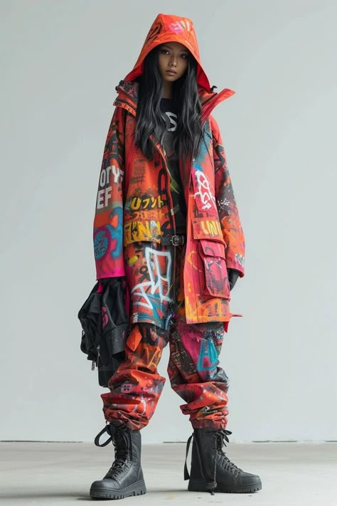 Midjourney Feed Weird Street Style, Futurepunk Fashion, Y2k Futurism Fashion, Shinjuku Fashion, Artistic Fashion Style, Weird Fashion Outfits, Afropunk Outfits, Cyberpunk Fashion Women, Art Aesthetic Outfit