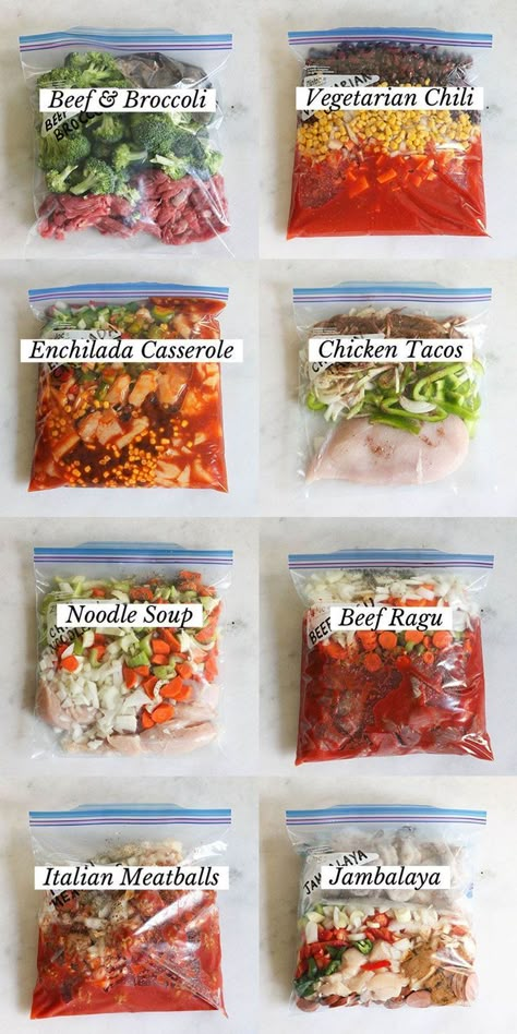 All you need to do is throw these simple ingredients in a freezer bag, and you'll have a delicious slow cooker meal whenever you want. Try these 8 options we picked! #slowcooker #easydinner #crockpot #dinner #bagmeals Resepi Biskut, Freezer Dinners, Slow Cooker Meal, Crockpot Freezer Meals, Slow Cooker Freezer Meals, Freezable Meals, Freezer Meal Planning, Freezer Friendly Meals, Crock Pot Freezer