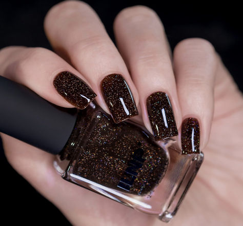 ILNP Bear Hug - Cozy Cocoa Brown Holographic Jelly Nail Polish #fallnails Brown Sparkly Nails, Jelly Nail Polish, Orange Sparkle, Jelly Nail, Boho Nails, Metallic Nail Polish, Red Jelly, Spiced Cider, New Nail Polish