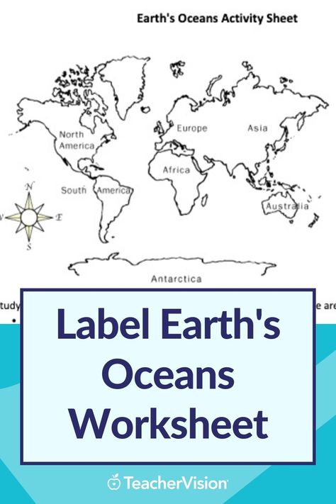 Label the oceans of the world in this geography worksheet. #geographyactivities Oceans Worksheet, Geography Printables, School Year Memories, Creative Writing For Kids, Geography Worksheets, Geography Activities, Science Reading, Memory Projects, Library Skills