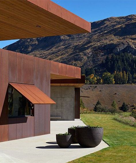 Corten Steel Building, Corten Steel Architecture, Corten Facade, Corten Steel Facade, Corten House, Copper In Architecture, Red Architecture, Steel Architecture, Shanty Town