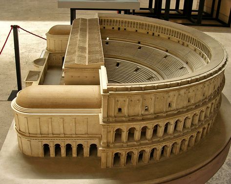 Scale model (1:100) of the Theatre of Marcellus. Rome. 13—11 BCE. Inv. No. MCR 1789 Rome, Museum of Roman Civilization. (Photo by Olga Lyubimova). Craft Models, Roman Civilization, Architecture Photography Buildings, Theatre Building, Brewery Design, Roman Theatre, Ancient Indian Architecture, Roman Architecture, Sacred Architecture