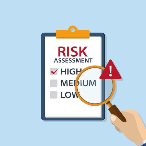 Risk assessment or identification analysis with hand hold magnifier and exclamation mark Risk Assessment, Hand Hold, Exclamation Mark, Assessment, Holding Hands, Vector Art, Hold On, Clip Art, Art