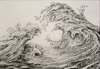 Wave Drawings, Drawing Waves, Ocean Wave Drawing, Waves Sketch, How To Draw Water, Image Drawing, Pencil Photo, Draw Water, Ocean Drawing