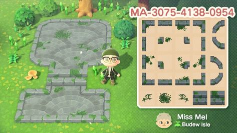 miss mel 🧚 on Twitter: "Mossy stone border 🌿🌱 MA-3075-4138-0954 #AnimalCrossing #ACNH #ACNHDesign… " Pretty Island, Acnh Pattern, Mossy Stone, Acnh Path, Animal Crossing Qr Codes, Acnh Paths, Motif Acnl, Acnh Clothes, Animal Crossing 3ds