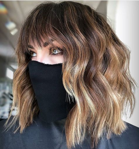 10 Lob Hairstyles for Thick Wavy Hair - Shoulder Length Hair Cuts 2021 Baylage Short Hair With Bangs, Haircut For Coarse Wavy Hair, 40 Year Hairstyles, Mid Length Lob With Layers, Thick Medium Length Haircut, Medium Lob Haircut With Layers, Lob For Thick Wavy Hair, Long A Line Bob With Bangs, Long Wavy Bob With Bangs