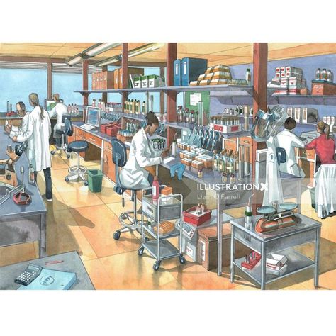 Science Laboratory watercolor and line illustration Laboratory Painting, Laboratory Illustration, Medical Laboratory Science Student, Lifestyle Illustrations, Chemistry Art, Science Laboratory, Labs Art, Urban Design Concept, Biology Labs