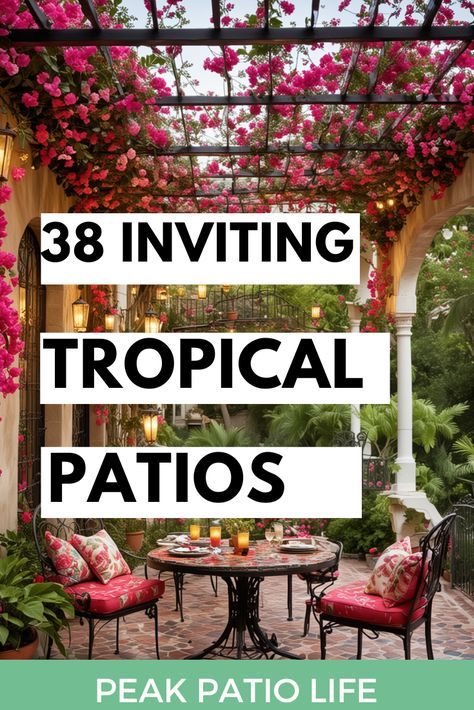 Get inspired by 38 stunning tropical patios that combine lush greenery and a relaxing vibe. Perfect for creating an exotic outdoor escape. Papaya Plant, Tropical Backyard Landscaping, Tropical Patio, Patio Pictures, Ultimate Backyard, Tropical Garden Design, Tropical Backyard, Balcony Flowers, Permanent Vacation