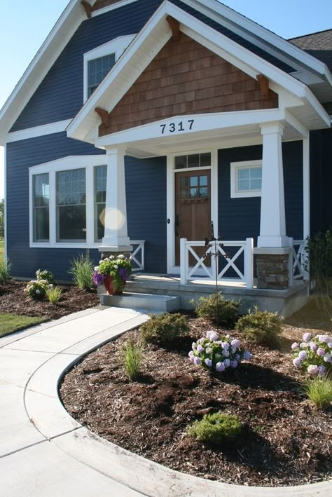 Navy Blue House Exterior, Cabin Siding, Exterior Paint Color Combinations, Best Exterior House Paint, Siding Ideas, Best Exterior Paint, House Paint Color Combination, Blue Exterior, Exterior House Paint Color Combinations