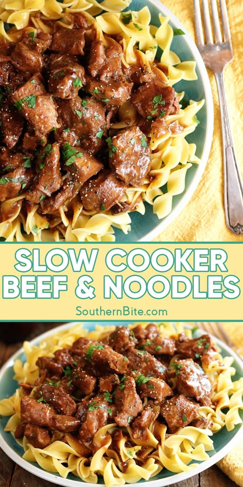 Slow Cooker Beef And Noodles, Beef And Noodles Crockpot, Food Dinner Recipes, Beef Tips And Noodles, Crockpot Recipes Beef Stew, Slow Cooker Recipes Beef, Stew Meat Recipes, Crockpot Recipes Beef, Food Dinner