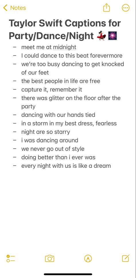 Song Lyric Captions Prom, Fake Movie Night Snaps With Bf, Taylor Swift Ig Captions Friends, Taylor Insta Captions, Instagram Captions For Dances, Long Legs Caption Instagram, Taylor Swift Story Names, Taylor Swift Concert Posters, Taylor Swift Dance Captions