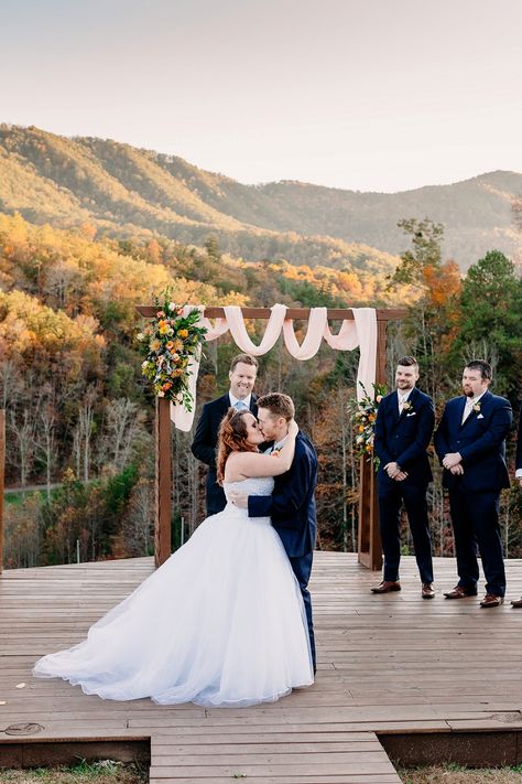 Fall Wedding at Mountain Mist Farm in Pigeon Forge, Tennessee | Samantha + Jeremy Gatlinburg Wedding, Smoky Mountains Wedding, Tennessee Mountain Wedding, Pigeon Forge Wedding Venues, Above The Mist Wedding Gatlinburg, Smoky Mountain Wedding Photos, Fall Mountain Wedding, Gatlinburg Weddings, Bristol Wedding