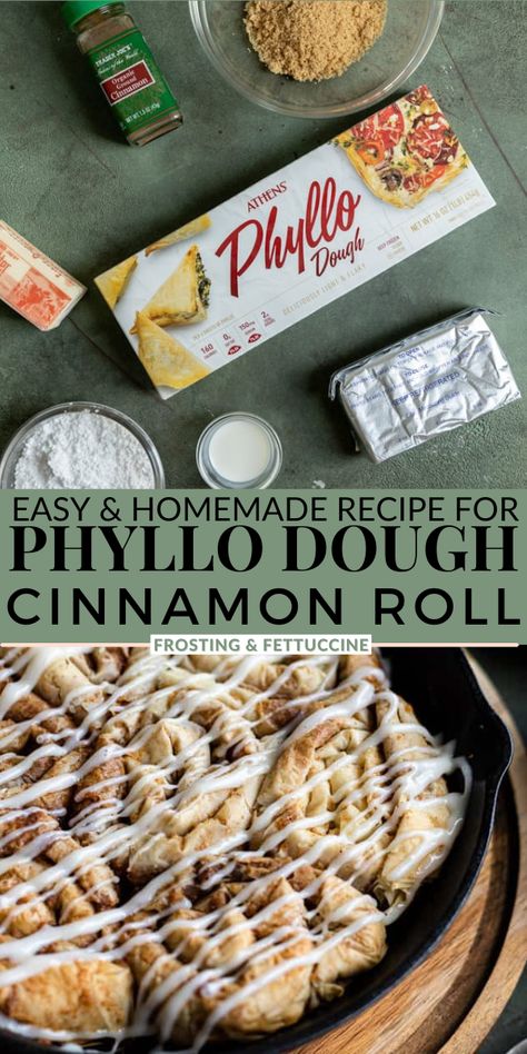 Easy Phyllo Dough Dessert, Phylo Pastry Desserts, Phyllo Dough Meat Rolls, Fill Dough Recipes, Phyllo Cream Cheese Dessert, Phyllo Dough Cinnamon Twists, Phyllo Sweet Rolls, Cream Cheese Phyllo Dough Recipes, Crazy Dough Recipes