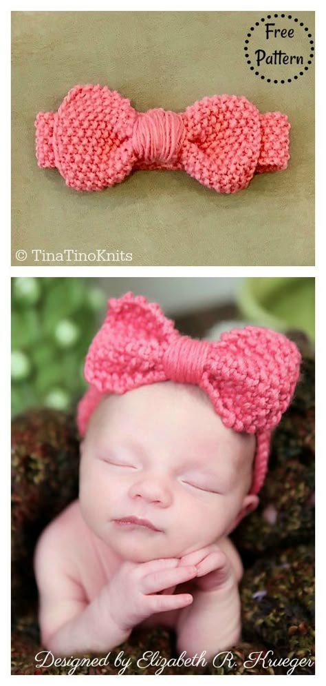 Easy Baby Bow Headband Free Knitting Pattern #freeknittingpattern #knittingpattern #headbandfreepattern #eayknittingpattern Knitted Headband Free Pattern, Knitted Headbands, Baby Hat Knitting Patterns Free, Headband Knitting, Crochet Hairband, Headband Knit, Baby Headbands Crochet, Baby Hat Knitting Pattern