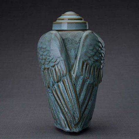 50 Incredibly Beautiful Ceramic Urns » Urns | Online Wings Sculpture, How To Make Ceramic, Companion Urns, Memorial Services, Angels Wings, The Hug, Sculpture Ceramic, Ceramic Urn, Urn For Ashes