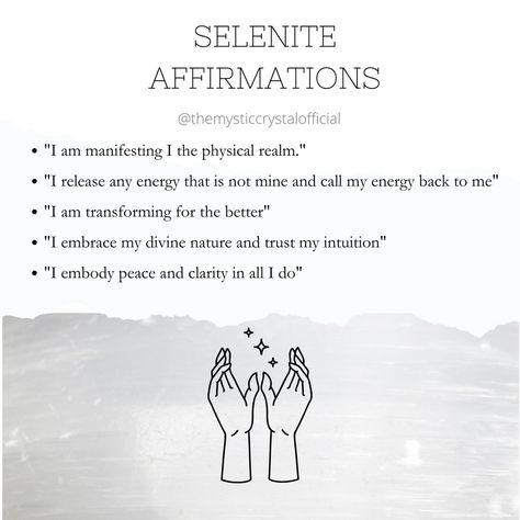 Selenite Meaning - Mystic Crystal Dream Selenite Crystal Affirmation, Selenite Affirmation, Selenite Crystal Meaning, Selenite Meaning, Crystal Affirmations, Moon Chart, Feminine Spirituality, Moon Ritual, Forest Witch