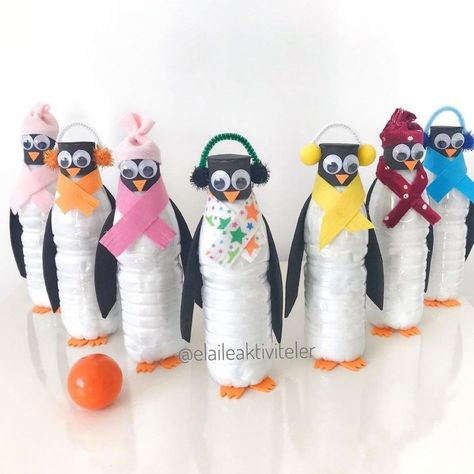 Recycle And Play on Instagram: “Recycle bottles into cute penguins 🐧 but also make it a fun game! Check out all the details over @elaileaktiviteler 🐧 💜 Tag us…” Diy Bowling Pins, Diy Bowling, Bowling Games, Bowling Pins, Diy Recycle, Recycled Bottles, Cute Penguins, Fun Games, Bowling