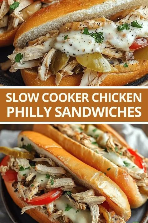 Hello, fellow food enthusiasts! Today, I’m excited to share a recipe that takes the classic Philly cheesesteak and gives it a delightful twist: Slow Cooker Chicken Philly Sandwiches. Philly Cheese Chicken Crock Pot, Best Chicken Philly Cheesesteak Recipe, Crockpot Chicken Philly Sandwiches, Slow Cooker Chicken Philly Sandwiches, Chicken Philly Crockpot, Slow Cooker Chicken Cheesesteak, Slow Cooker Chicken For Sandwiches, Crockpot Philly Cheesesteak Sandwiches, Slow Cooker Chicken Philly Cheesesteak