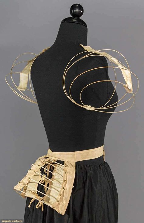 1890s wire sleeve supports (shown with 1880s wire bustle) 1890s Fashion, 1800s Fashion, Victorian Costume, 19th Century Fashion, Period Outfit, Clothing And Textile, Couture Vintage, Edwardian Fashion, Historical Costume