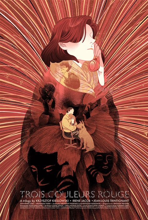 Victo Ngai's Three Colours Trilogy Poster Release Three Colours Red, Victo Ngai, Movie Prints, Alternative Movie Posters, Sleepy Hollow, Movie Poster Art, Black Dragon, Blade Runner, Silk Screen Printing