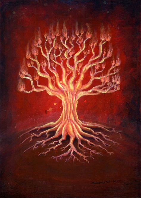 Fire tree 2 by Barbara Din #art #painting #tree #fire Tree On Fire, Fire Tree, Custom Motorcycle Paint Jobs, Fire Drawing, Motorcycle Paint Jobs, Boat Drawing, Fire Painting, Fire Tattoo, Motorcycle Painting