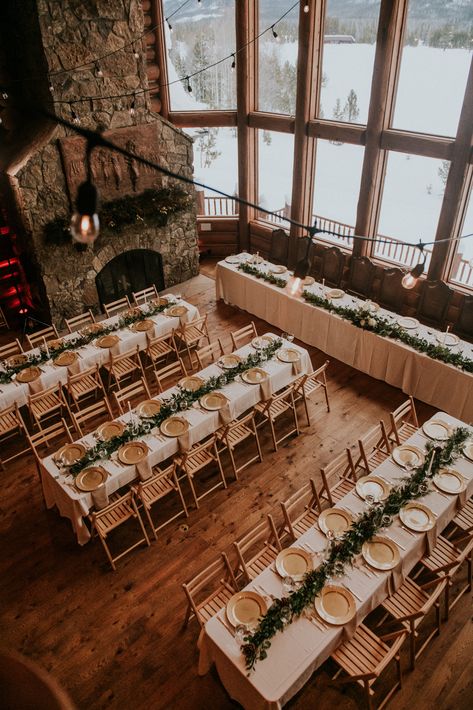 Snow Wedding Reception, Mountain Lodge Wedding Reception, Wedding Venue Ideas Winter, Indoor Mountain Wedding, Snowy Wedding Reception, Silverton Colorado Wedding, Winter Wedding Venue Snow, Ski Lodge Wedding Reception, Mountain Snow Wedding