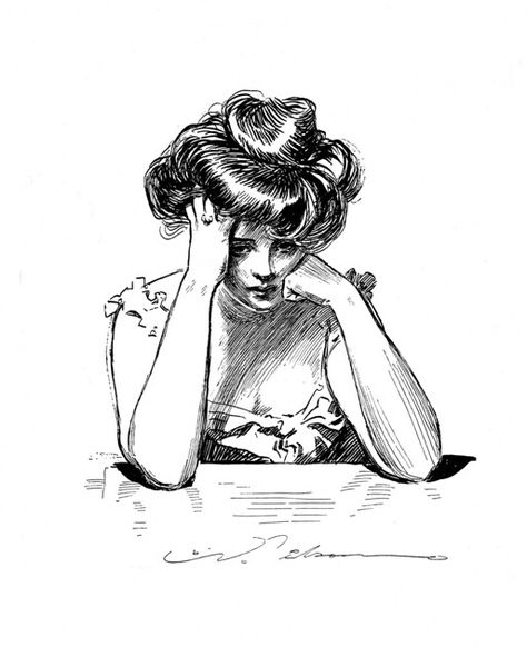 Edwin Austin Abbey, Charles Dana Gibson, Gibson Girl, Drawings Of Friends, Acrylic Stamp, Illustration Vintage, Big Ideas, Woman Drawing, Portrait Girl