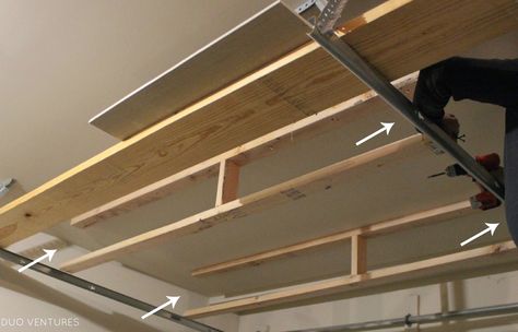 Wood Storage Ceiling, Door Framing, Garage Door Framing, Lumber Storage Rack, Garage Ceiling Storage, Garage Projects, Garage Storage Inspiration, Garage Ceiling, Diy Furniture Building