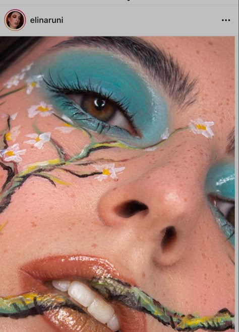 Van Gogh Makeup Art, Van Gogh Makeup, Van Gogh Costume, Blossom Costumes, Van Gogh Almond Blossom, Fantasy Inspo, Flower Makeup, Painted Vans, Van Gogh Sunflowers