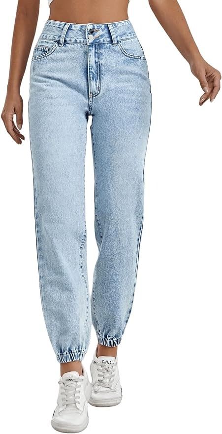 SweatyRocks Women's Casual High Rise Jogger Jeans Vintage Washed Mom Jeans Denim Pants at Amazon Women's Jeans store Jeans Store, Casual Joggers, Jogger Jeans, Amazon Women, Women's Casual, Jeans Denim, Denim Pants, Women's Jeans, Mom Jeans