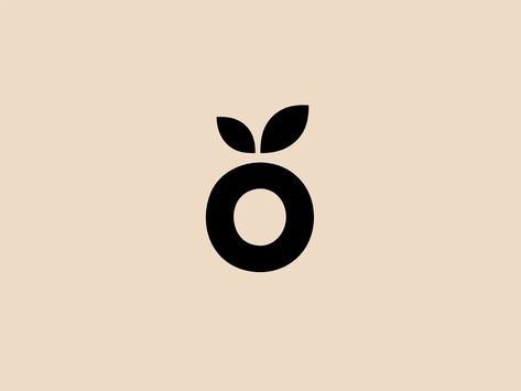 Letter O Logo / Black Logo / Minimalist Logo / Beverage Logo / Dose Juice... Letter O Logo Design, Fruit Silhouette, Apple Logo Design, Juice Logo, Fruit Company, Fruit Logo, Examples Of Logos, Simple Leaf, Monochromatic Color Scheme