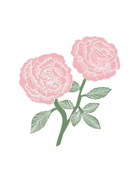 Rose Block Print, Linocut Rose, Rose Linocut, Small Rose Garden, Linocut Flowers, Linocut Illustration, Garden Illustrations, Collage Supplies, Rose Artwork