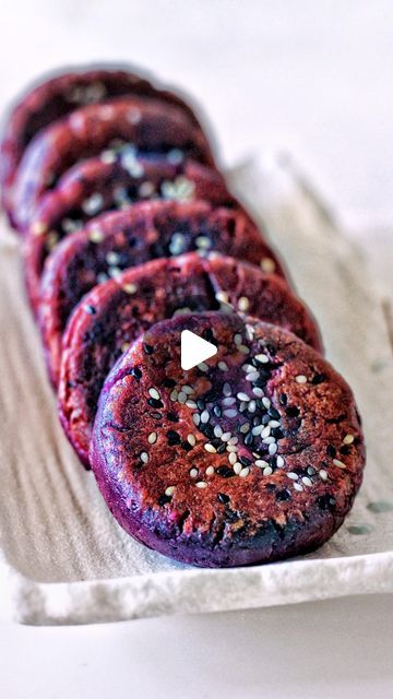 Elle 🐇 on Instagram: "Purple Sweet Potato Mochi Pancake 💜🍡 Only 2 Ingredients and naturally Gluten Free! 🫶🏼

Love child between Mochi 🍡 & Pancakes 🥞, these purple sweet potato treats are one of my all time fave Asian desserts and sooo easy to make! They’re naturally vegan, gluten free, and sugar free! You can ofc add some sugar or other sweeteners if you like but the purple sweet potatoes are def sweet enough for me.

All you need is sweet potatoes + glutinous rice flour, don’t be fooled by its name, it does not contain any gluten! It’s only named like that cuz it’s made from sticky rice, aka sweet rice 🍚

💜 TO MAKE:
2 purple sweet potatoes
1 cup glutinous rice flour
Optional - sesame seeds for topping

📖 Full recipe up on blog LINK IN BIO✨

.
.
.
#sweetpotato #sweetpotatoes #pur Purple Sweet Potato Breakfast, Purple Sweet Potato Pancakes, Mochi Pancakes, Cooking Purple Sweet Potatoes, Sweet Potato Mochi, Purple Sweet Potato Mochi, Potato Mochi, Okinawa Purple Sweet Potato Recipes, Purple Foods