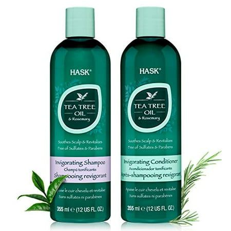 -------------------------------HASK TEA TREE OIL & ROSEMARY Invigorating Shampoo + ConditionerSet for All Hair Types, Color Safe, Gluten-Free, Sulfate-Free, Paraben-Free, Cruelty-Free - 1 Shampoo and 1 Conditioner-------------------------------Product DetailsScent: TEA TREE OILBrand: HASKMPN: EXOTICSUPC: 071164381199EAN: 0071164381199* Package Dimensions  :  8.31 x 4.8 x 2.28 inches; 1.77 Pounds* Item model number  :  EXOTICS* UPC  : * Manufacturer  :  HASK BEAUTY* #3 in Shampoo & Conditioner Se Best Tea Tree Oil, Demodex Mites, Tea Tree Oil Uses, Tea Tree Oil Shampoo, Hair Soap, Log Home Decor, Rosemary Shampoo, Hair Care Essentials, Sensitive Skincare