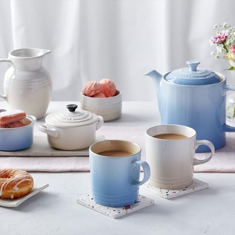 Stoneware mug, 350ml, Ideal for coffee and tea with 10 year guarantee Le Creuset Mugs, Le Creuset Blue, Individual Desserts, Le Creuset Stoneware, Coastal Blue, Delicious Soup, Stoneware Mugs, Le Creuset, Recipe Of The Day