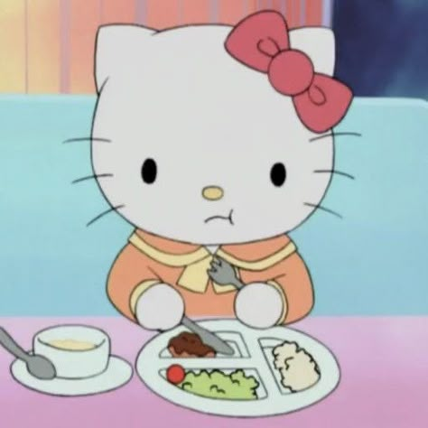 Hello Kitty Eating, Hello Kitty Aesthetic, Hello Kitty Cartoon, Hello Kitty Iphone Wallpaper, Hello Kitty Pictures, Cartoon Icons, Cartoon Pics, Sanrio Characters, 귀여운 동물