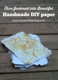 Wondering what to make with all of your junk mail? Create beautiful DIY Handmade Paper for one of a kind cards, stationary & gift wrap. Diy Handmade Paper, Eco Friendly Cleaning, Handmade Presents, Stationary Gifts, Clean Green, Junk Mail, Work Diy, Paper Making, Making Paper