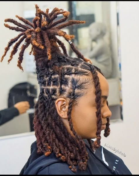 Pineapple Hairstyle Locs, Pineapple Loc Style Women, Pineapple Dreads Hairstyle, Locs Pineapple, Pineapple Locs, Loc Decoration Dreadlock Hair, Dreadlock Buns Black Women Dreads, Lock Updo Dreadlocks, Dred Lock Styles For Women Mohawk