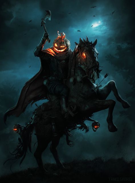 ArtStation - The Legend of Sleepy Hollow , Gabriel Tanko Halloween Fantasy Art, Dullahan Art, Halloween Monsters Art, Headless Horseman Art, Vampire Rave, Sleepy Hollow Headless Horseman, Helloween Wallpaper, Halloween Creatures, The Legend Of Sleepy Hollow