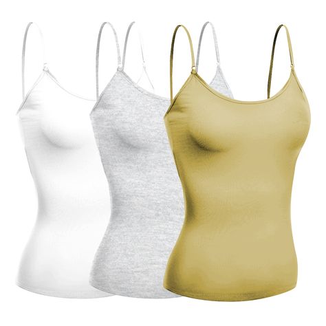 Basic Women Camisole Cami Built-In Shelf Bra Adjst Strap Tank Top - Junior Size#Cami, #Built, #Shelf Tube Top Bra, Womens Camisoles, Tank Top Straps, Shelf Bra, Built In Shelves, Tube Top, Basic Tank Top, Suits For Women, Bra