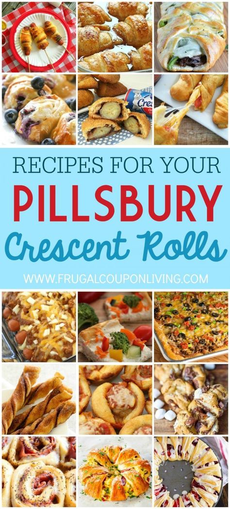 Pillsbury Crescent Rolls Recipes #pillsbury #crescentrolls #pillsburyrecipes #crescents #rolls #breadrecipes #bread #frugalcouponliving Crescent Roll Ideas, Crescent Rolls Recipes, Breakfast Pizza Crescent Roll, Crescent Dough Recipes, Pillsbury Biscuit Recipes, Pillsbury Crescent Recipes, Pilsbury Recipes, Pillsbury Crescent Roll Recipes, Crescent Roll Recipes Dinner