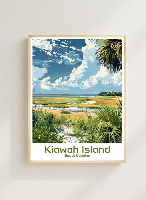 Kiawah Island South Carolina Travel Poster–Beach Landscape Wall Art,Coastal Print,Seaside Decor,Travel Gift,Kiawah Island Artwork by BollyMolly on Etsy Kiawah Island South Carolina, Island Artwork, Poster Beach, South Carolina Travel, Poster Frames, Wall Art Coastal, Seaside Decor, Kiawah Island, Eco Friendly Decor