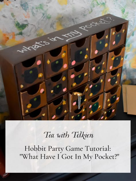 Hobbit Party Game inspired by JRR Tolkien's "The Hobbit" Hobbit Party Ideas Decor, Hobbit Picnic Party, Hobbit Party Ideas Games, Lord Of The Rings Activities, Hobbit Classroom Theme, Lotr Themed Party Games, The Hobbit Crafts, The Hobbit Birthday Party, Hobbit Day Party