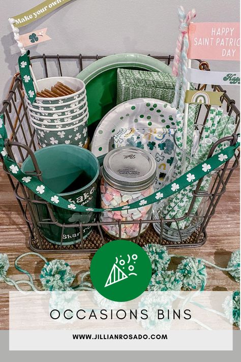 St Patrick's Day Basket, St Patrick’s Day Basket For Kids, Occasion Basket, St Patrick’s Day Gift Basket Kids, Occasions Bins, Occasion Bins, Occasion Bin, St Patrick’s Day Prizes, Wild Irish Rose