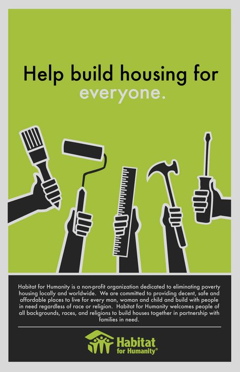 Habitat For Humanity | Social Justice | Print on Behance Graphic Design Word Art, Habitat For Humanity Houses, Poster Examples, Info Poster, Habitat For Humanity Restore, Nonprofit Fundraising, Spare Change, Presbyterian Church, Social Housing