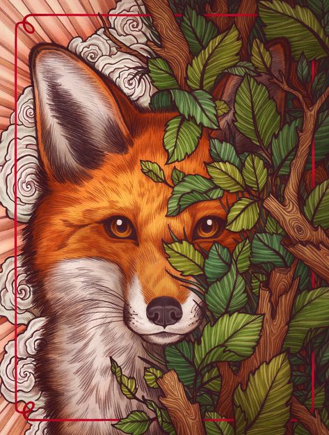 THE ILLUSTRATED BESTIARY — KATE O'HARA Red Fox Art, Digital Art Programs, Fox Artwork, Art Fox, Fox Drawing, Fox Pictures, Spirit Animal Art, Fox Painting, Fox Illustration